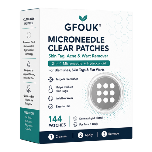 ✨2-in-1 Microneedle & Hydrocolloid Patch🍀| Removes Raised Moles, Acne, Flat Warts & Skin Tags | Helps Improve Wrinkles, Scars & Blemishes | Invisible Patches for Face & Body