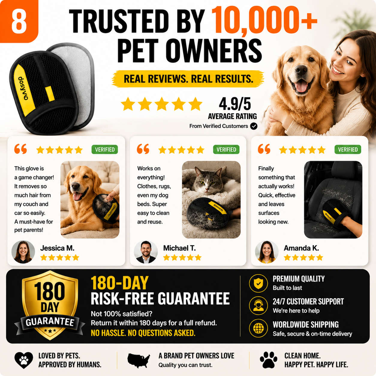 🔥 The dosyvo Pet Hair Removal Glove – Swipe to Lift Fur from Furniture, Clothes & Cars | Limited Time: 70% OFF