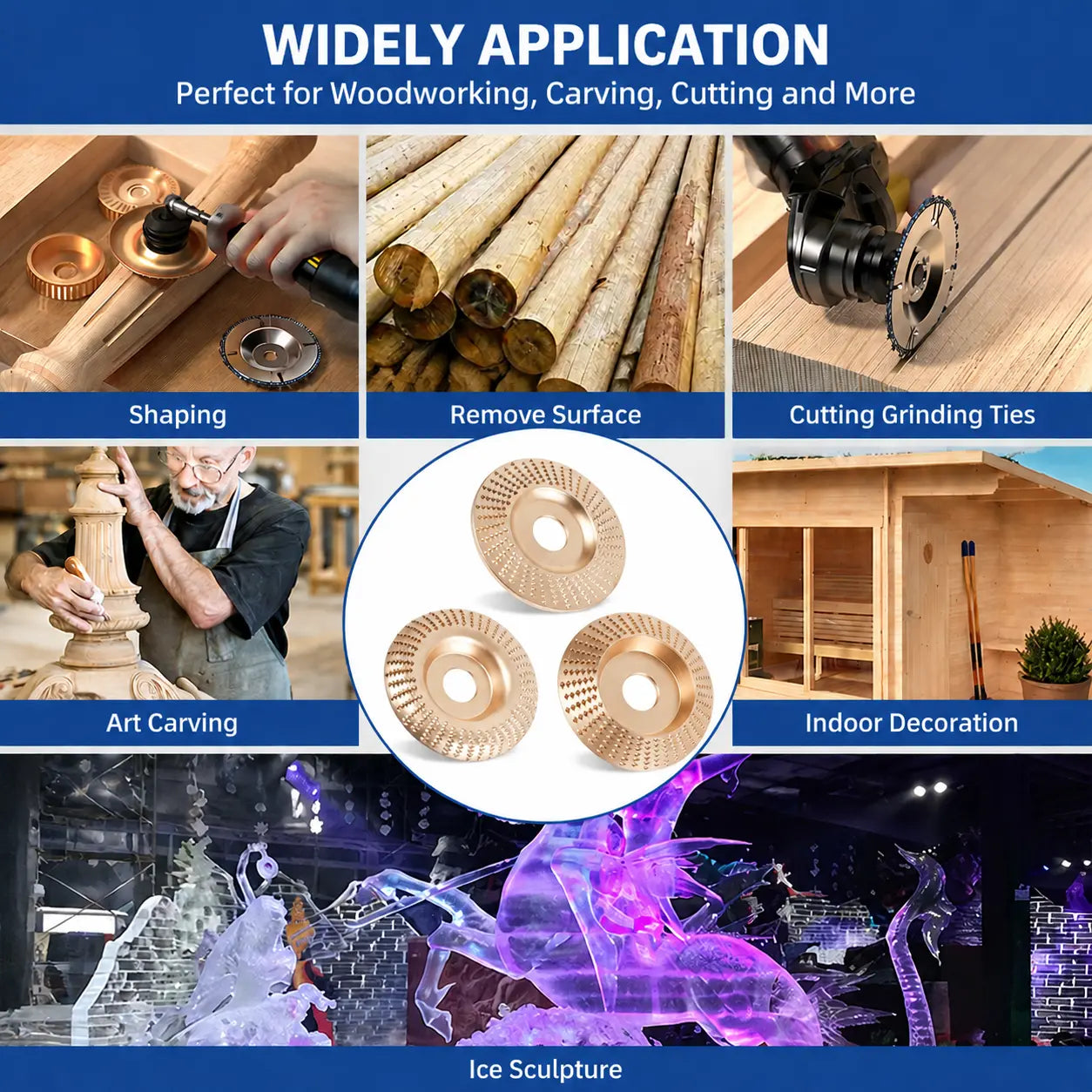 ⚡ Angle Grinder Wood Carving Disc | 🪵 Fast Material Removal Carving & Grinding Tool | 🔧 Universal Fit | 💥 Multi-Material Use