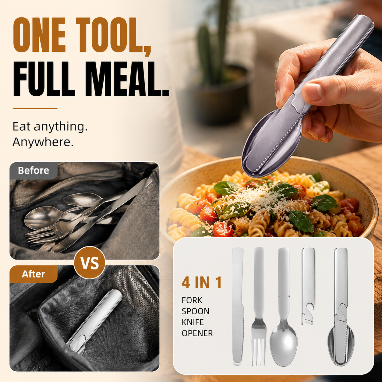 🎁2026 New Arrivals 70% OFF💥4-in-1 Stainless Steel Portable Cutlery Set